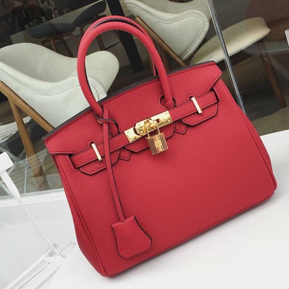 Love Is Real Couture Handbags - LAST ONE! Locking Genuine Leather Satchel, Red